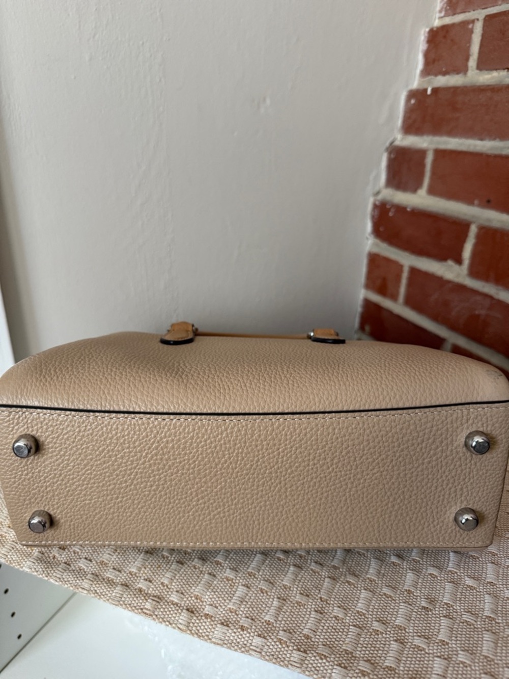 Coach Mini Christie Carryall Satchel Beige Tan Pebbled Leather - Picture 4 of 8